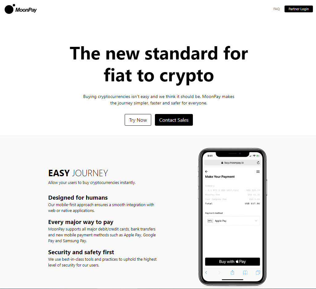 screenshot of moonpay homepage